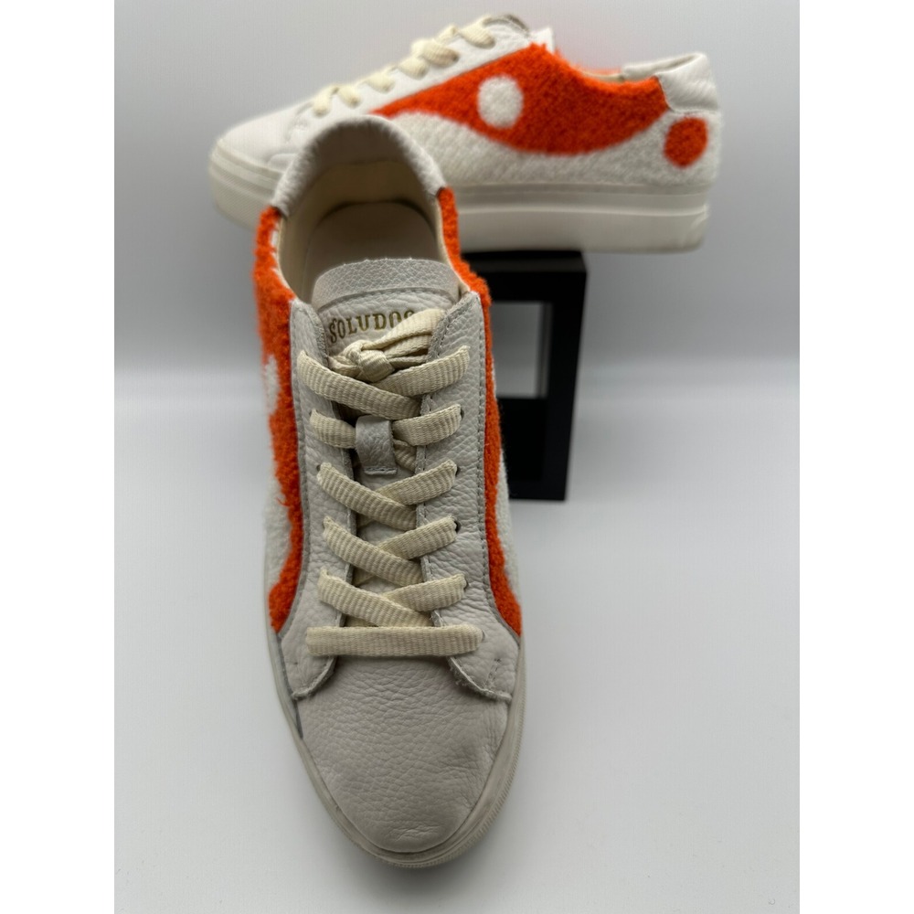 Soludos Anthropologie Yin Yang Sneaker Womens 7 White Orange Leather Platform